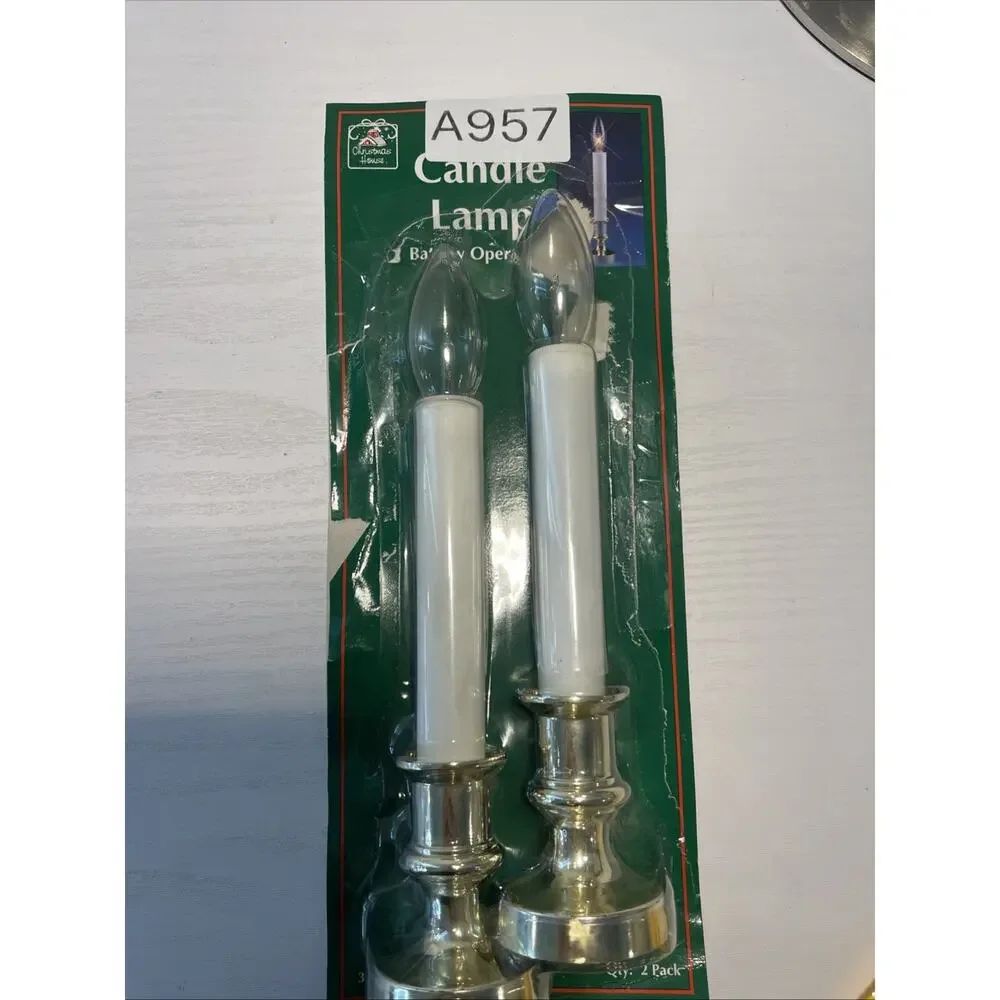 2 Pc Christmas House Candle Lamp Battery Operated 2 AA Holiday Wedding Parties